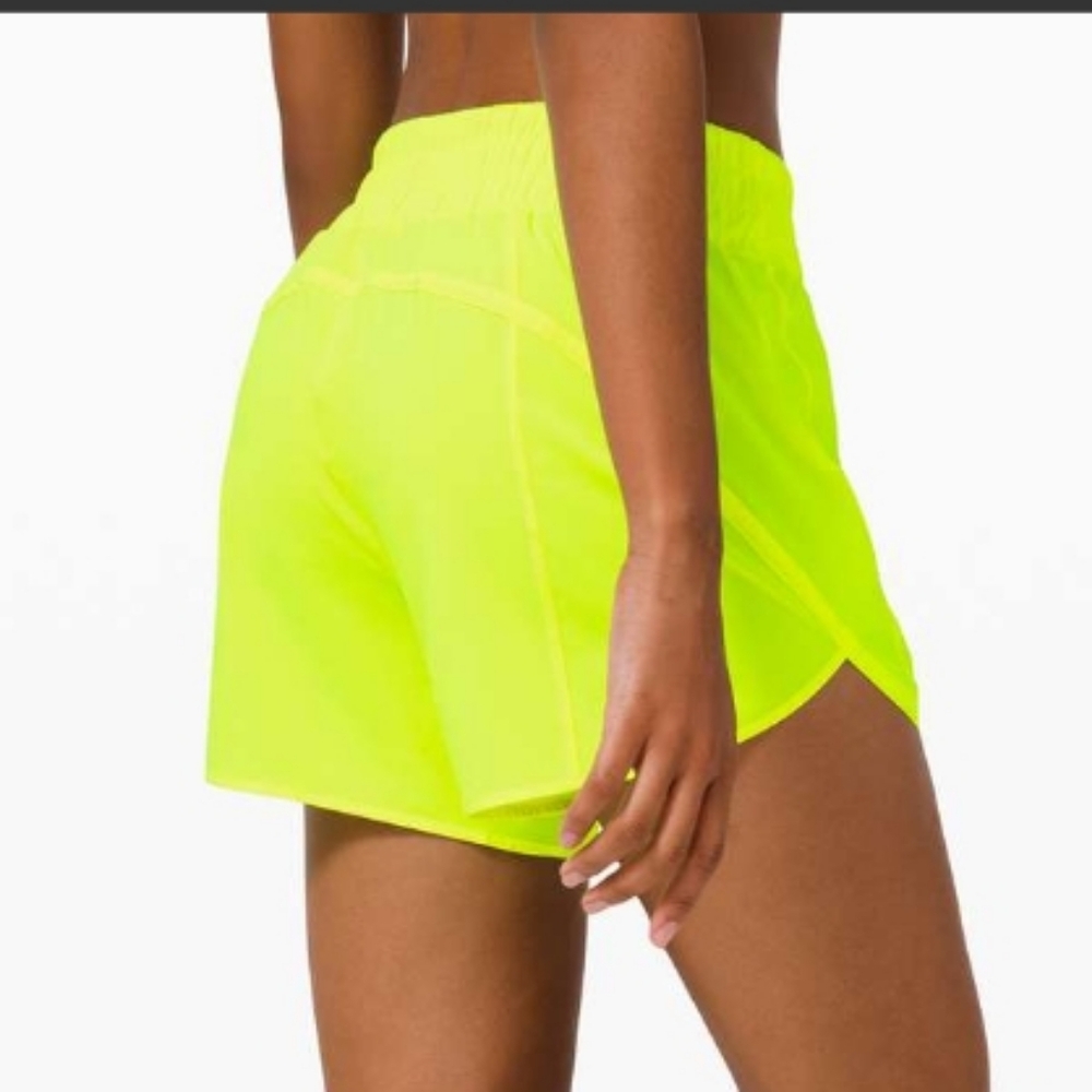 RARE Lululemon Track That MR Lined Shorts 5" Sz 10 Highlight Yellow